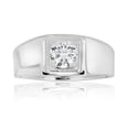 thumbnail image 2 of AVORA 925 Sterling Silver Men's Solitaire Simulated Diamond CZ Wedding Band Ring  - Size 10.5, 2 of 5