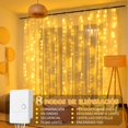 thumbnail image 2 of Cortina de Luces, 6Mx3M 600 LED Cortinas de Luces Navideñas, 8 Modos de Luces, IP 44 Impermeable, Para Interior y Exterior, Navidad, Fiesta, Cumpleaños, Boda (Luz cálida), 2 of 17