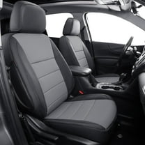 Coverdream Custom Fit Equinox Car Seat Covers for Chevy Equinox Premier, LS, LT, L, RS 2018-2024-Breathable Leather Auto Seat Covers (Full Set,Black/Gray)