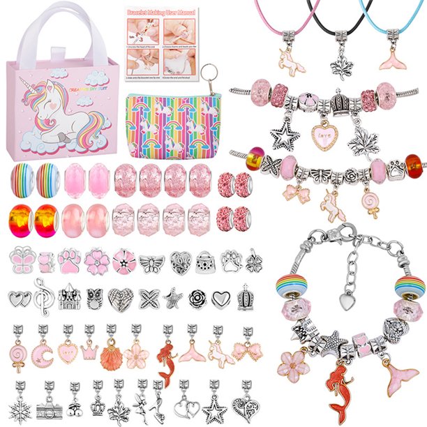 DIY Charms Bracelet Making Set Beads Colgante Accesorios para Niñas (Rosa) Tmvgtek Libre de BPA