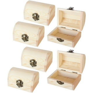 6 Pack Unfinished Wooden Boxes with Hinged Lids, Pinewood Magnetic