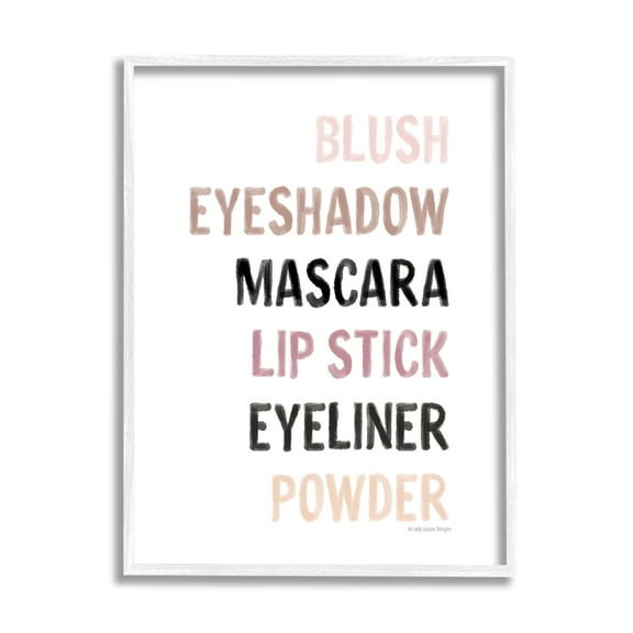 Stupell Industries Makeup To-Do List Blush Mascara Lip Stick Blush,16 x 20, Design by Lady Louise Designs
