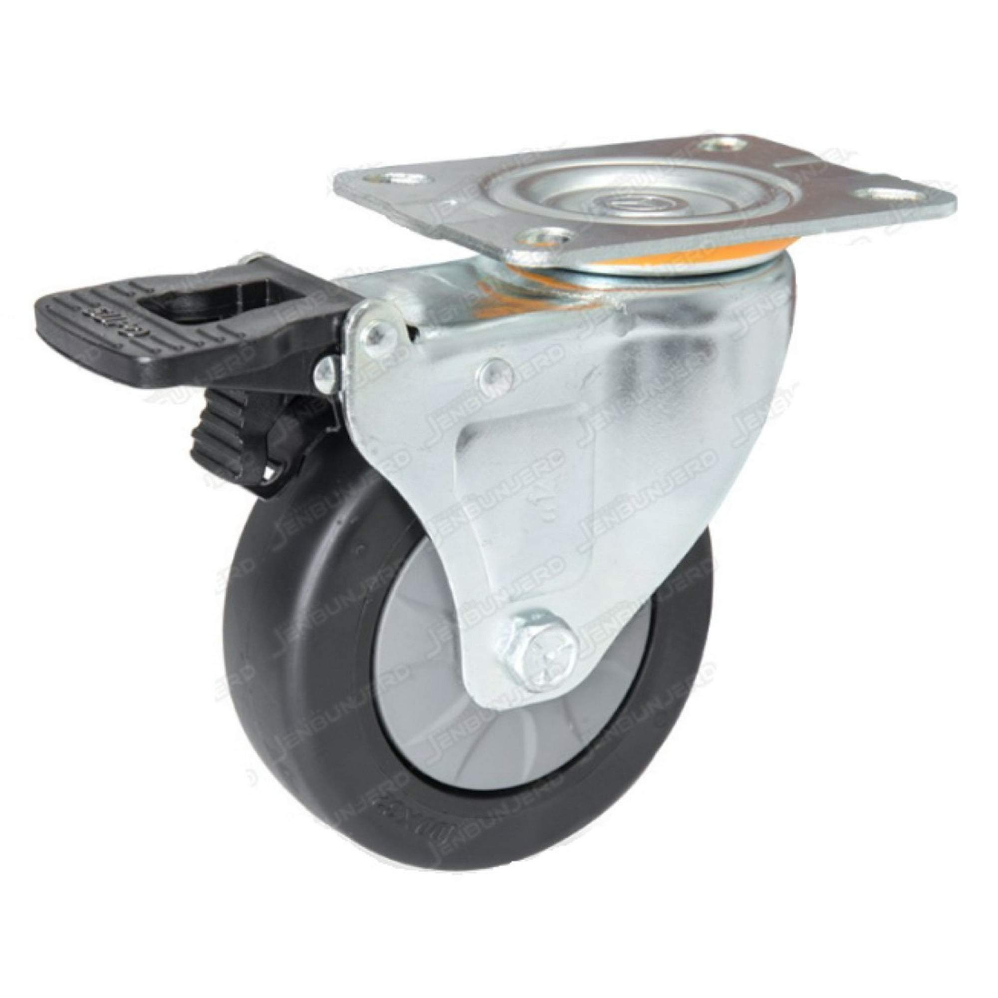 Z03 Pu Rueda Giratoria Con Freno Base Plana 100Mm