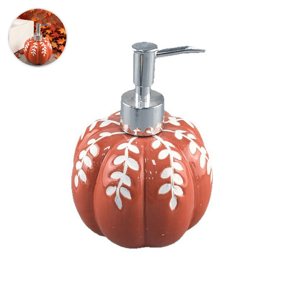 Ceramic Pump Dispenser for Hand Soap and Toiletries – Elegant Bathroom Decor for Fall-themed Home or Spa Use