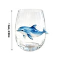 thumbnail image 3 of Artisanal Blue Ringed Dolphin Glassware, 3D Dolphin Stemless Wine Glasses, Ocean Fantasy Embossed Glass Collection, Handcrafted Marine Animal Bar Glass, Coastal Home Decor Gift (Dolphin), 3 of 5
