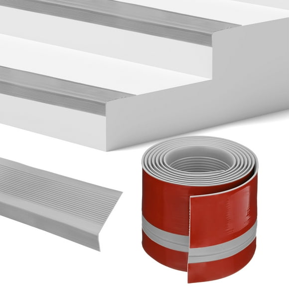Uxcell Stair Edge Trim 7FT Vinyl Rubber Stair Nosing Non-Slip Self Adhesive Stair Edge Trim Strips Grey 1.38 Inch