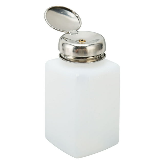 Liquid Pumping Empty Bottle, White Silver Waste Reduction 200ml Push Down Pump Bottle Multi Purpose For Nail Polish Remover