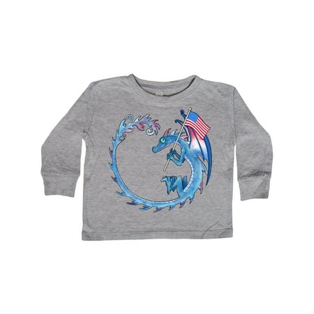

Inktastic Dragon with American Flag Gift Toddler Boy or Toddler Girl Long Sleeve T-Shirt