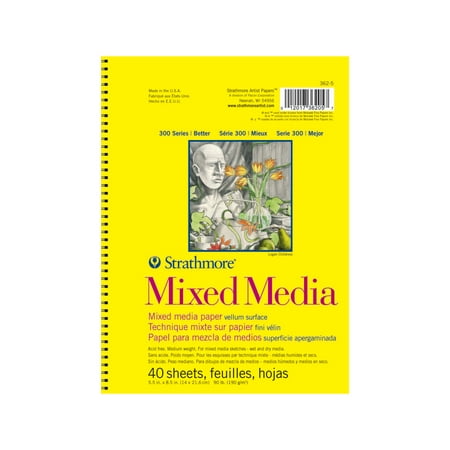 Strathmore Mixed Media Paper Pad, 300 Series, 5.5in x 8.5in, 40