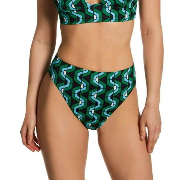 Women's Sanctuary W23547 Geo Wave High Leg High Rise Swim Bottom (Multi L)
