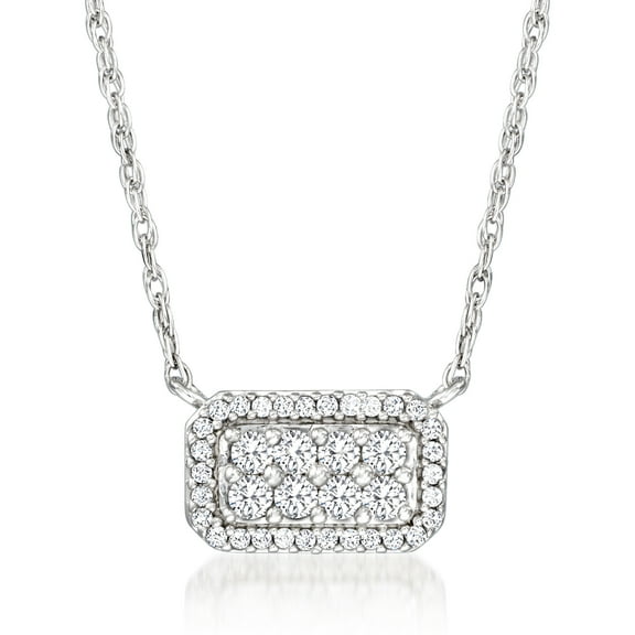 Pure Collection by Ross-Simons 0.25 ct. t.w. Diamond Cluster Necklace in Sterling Silver, Women's, Adult