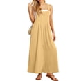 thumbnail image 5 of Summer Dresses Women's 0veralls 2026 Casual Boho Overall Dress Adjustable Cover up with Pockets Yellow L, 5 of 6