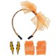 thumbnail image 1 of 80's Lace Headband Neon Earrings Fingerless Fishnet Gloves for 80's Party(Orange), 1 of 4