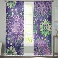 thumbnail image 2 of Purple Floral Sheer Curtains 96 Inches Long 2 Panels Set, Window Sheer Curtains for Living Room/Bedroom, Vintage Green Flower Ombre Botanical Light Filtering Rod Pocket Curtain 52'' x 96'' x 2, 2 of 7