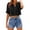 Black, variant on Mgmyaa Womens Button Down Cropped Shirts Short Sleeve Casual Crop Tops Solid Blouse T-Shirt