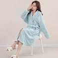 thumbnail image 4 of Women’s Thick Fleece Bathrobe Warm Plush Flannel Robe Soft Long Sleepwear Cozy Belted Winter Loungewear, 4 of 5