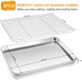 thumbnail image 2 of Baking Sheet with Rack x Stainless Steel Quarter Sheet Pan with Wire Cooling Rack Set for Toaster Oven Roasting Metal Bacon Cookie Trays Nonstick & Rust Dishwasher, 2 of 9