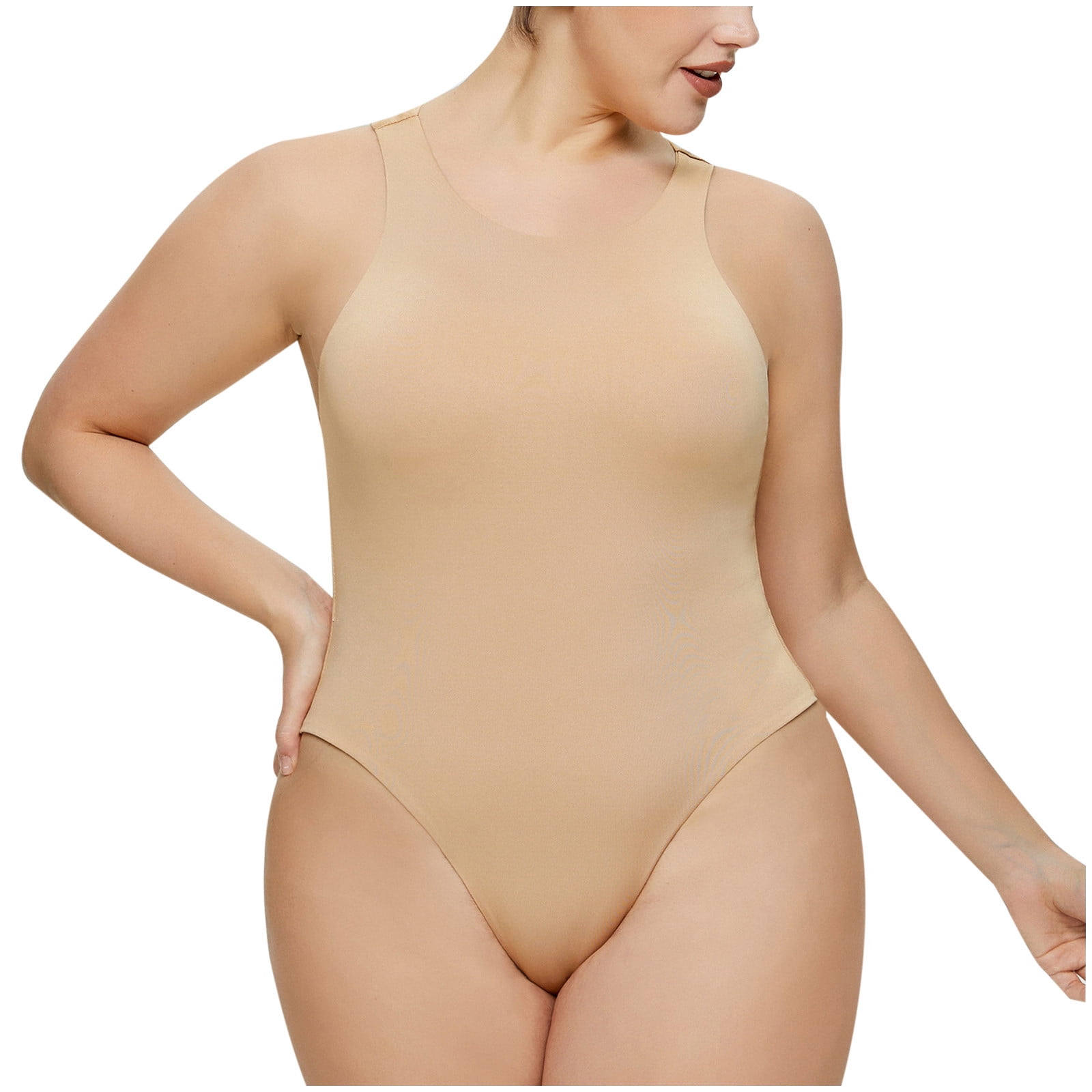 Women's Sexy Sleeveless Thong Bodysuit Shapewear for Women Tummy Control Body  Shaper Tops T Shirts Body Suit (Color : Khaki, Size : S) : :  Fashion