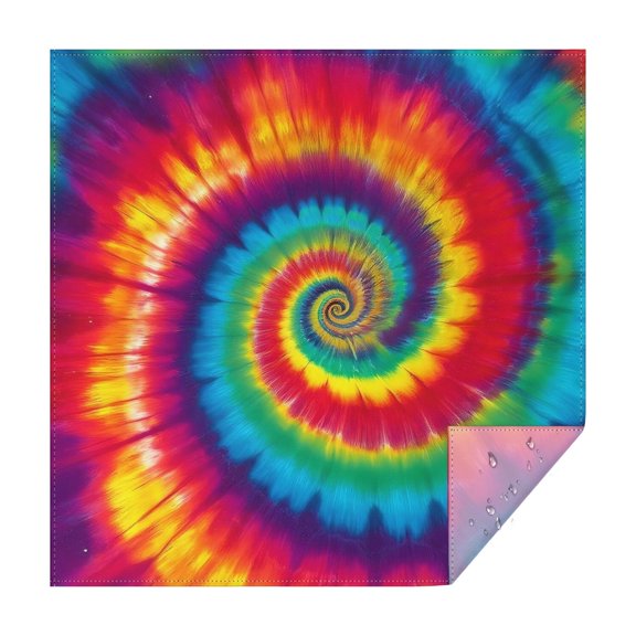 Red and Green Tie Dye Pattern Square Tablecloth, Waterproof Wipeable Spillproof Washable Table Cover for Home Kitchen Party and Daily Decor 60"x60"