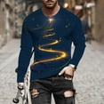 thumbnail image 5 of Feancey Big and Tall Christmas Graphic Tees for Men Fashion Xmas Tree Printed Long Sleeve Shirt Lightweight Casual Crewneck Pullover Tops Blue L, 5 of 6