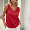 thumbnail image 6 of Gamivast V Neck Silk Shirts for Women Sleeveless Satin Tank Tops Casual Flowy Basic Camis Elegant Business Work Blouses Lightweight Summer Layering Undershirts Wine XXXL, 6 of 8