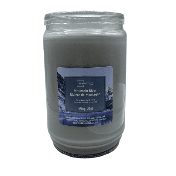 Mainstays Bougie parfumée en pot de verre à mèche unique, Mountain River, 567 g (20 oz)