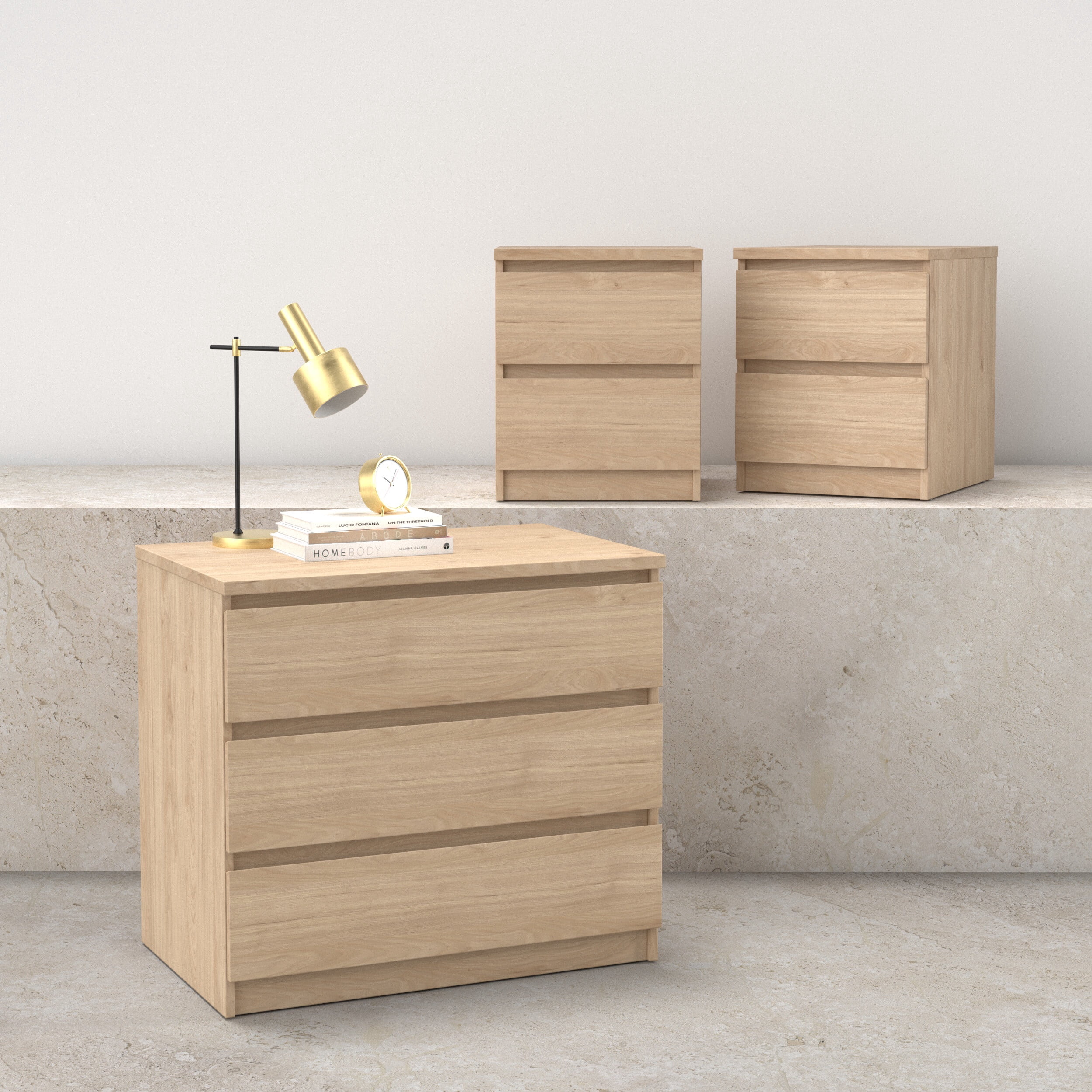 Tvilum Scottsdale 3-Piece Bedroom Set - Chest and Nightstand Set of 2, Jackson Hickory
