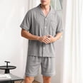 thumbnail image 2 of Bovxnpu Mens Pajamas Set Short Sleeve Lapel Pocket Elastic Waist Pajamas Sleepwear, 2 of 6