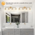 thumbnail image 4 of Satin Gold 4-Light Bathroom Vanity Light, Clear Seedy Glass Globe Shades, Dimmable, 4 of 12
