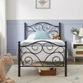 thumbnail image 3 of VECELO Twin Size Metal Bed Frame with Headboard and Footboard, Mattress Foundation/No Box Spring Needed, Black, 3 of 8