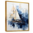 thumbnail image 2 of Designart "Nautical Geometry Boat in Blue and White" Coastal Framed Wall Art - Coastal Blue Coastal Minimalism Entryway Framed Wall Art Print, 2 of 6
