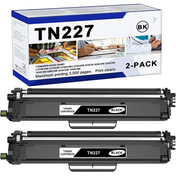 TN227 Toner Cartridge Compatible for Brother TN227 Toner MFC-L3770CDW L3710CW L3750CDW HL-L3290CDW Printer (Black,2-Pack)