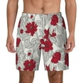 thumbnail image 2 of Goofa Leaves And Anemone Flowers In Red Grey Printed Men's Swim Trunks Board Shorts Quick Dry Mens Swimming Trunks with Compression Liner,Breathable Fit Hawaii Beach Shorts-3X-Large, 2 of 9