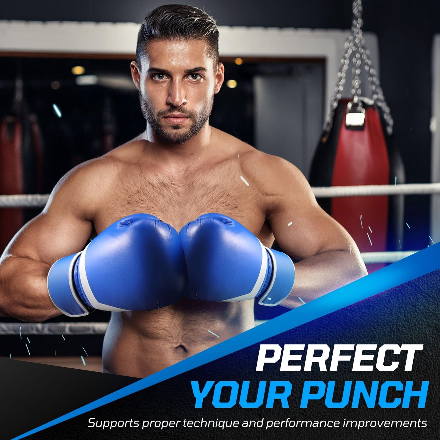 10 oz Boxing Sparring Training Gloves for Men, Youth, and Women, Boxing Gloves Punching Bag Gloves 10 Ounce for KickBoxing, MMA, Muay Thai, Training, Sparing, Bagwork with Wrist Wrap, Blue