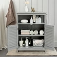 thumbnail image 3 of Costway Bathroom Storage Wood Floor Cabinet with Double Shutter Door Gray, 3 of 11