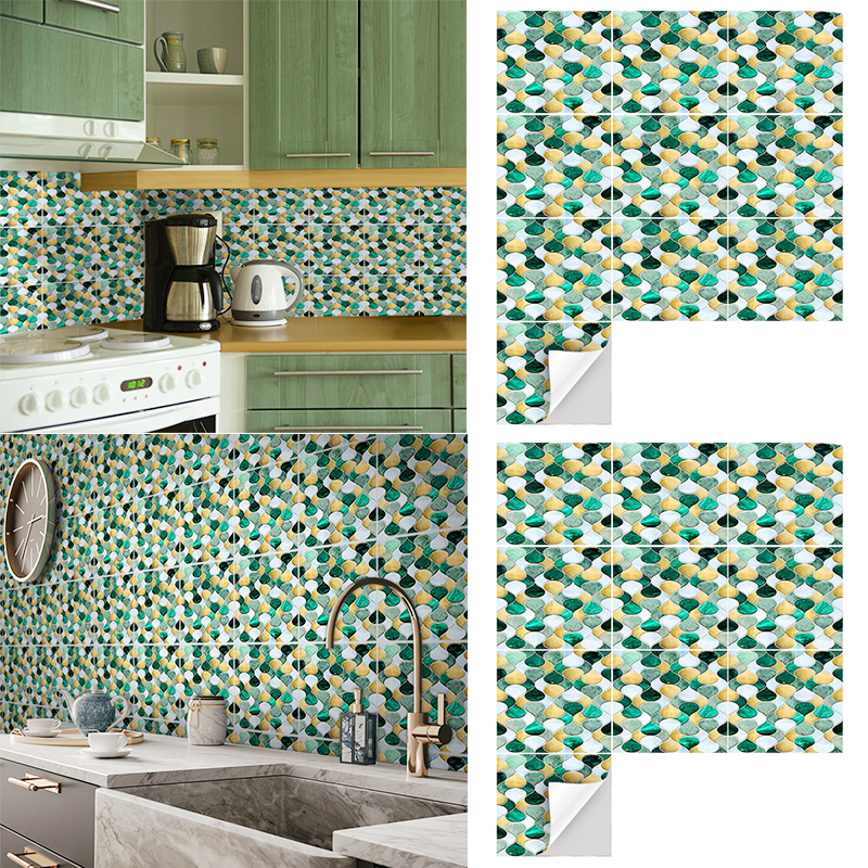 10pcs White Black Self-adhesive Bathroom Kitchen Wall Stair Floor Tile Sticker