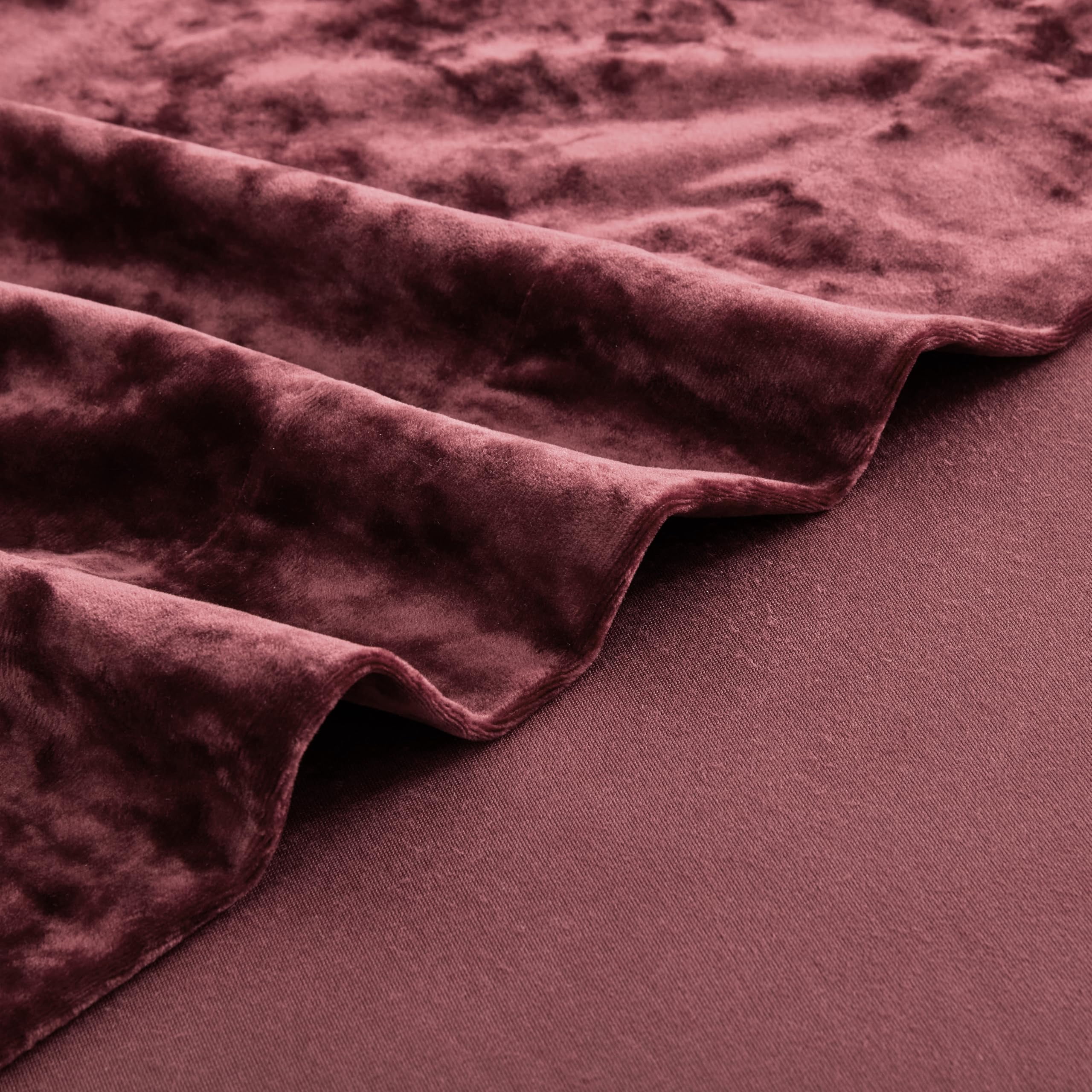 Chezmoi Collection Lux Burgundy Red Crushed Velvet Curtains 2 Panel Set, Room Darkening Luxury Distressed Velvet Rod Pocket Window Drapes for Living Room Bedroom 50" W x 96" L