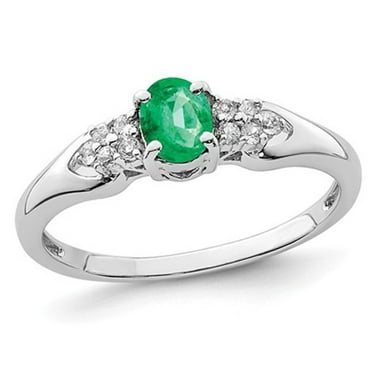 1.10 Carat (ctw) Emerald Ring in Sterling Silver with White Sapphires