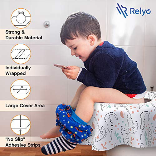 Non Slip Toddler Potty Training Seat Covers for Kids and Adults S&H Toilet Seat Covers Disposable Travel Toilet Cover Extra Large Individually Wrapped Waterproof Potty Shields 10 Pack Dots Design