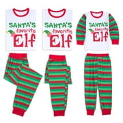 Famelof Parent-Child Christmas Men Women 2pcs Clothes Sets Striped Pants (Mom S)