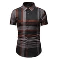 thumbnail image 2 of Palato Mens T Shirts,Men Casual Buttons Turndown Single Breasted Lattice Shirt Short Sleeve Shirt, 2 of 4