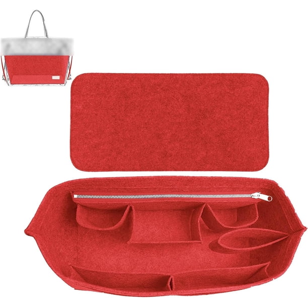 Organizr de cartera, organizr de bolso insert, bolsa divisora de bolsillo en bolsa moldera, multibolsillos, compartimentos, cierre, llavero (rojo)