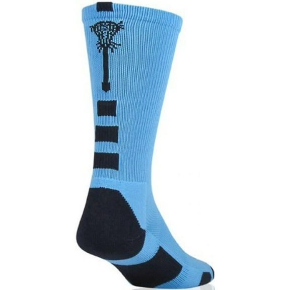 Midline Lacrosse Logo Crew Socks (Columbia Blue/Navy, Large)