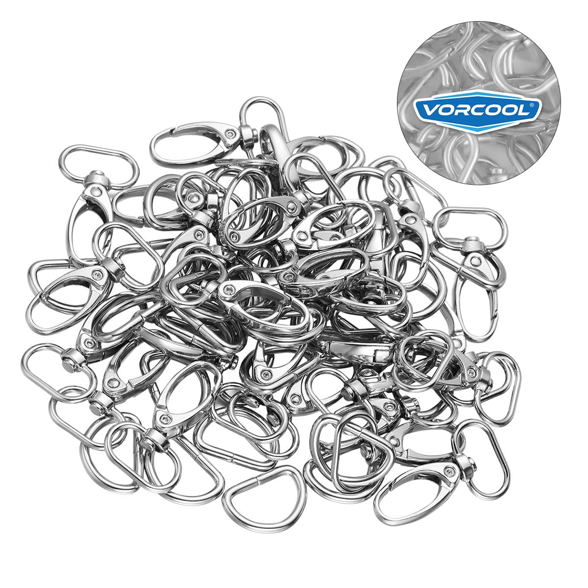 FRCOLOR VORCOOL 30pcs 360 Degrees Swivel Trigger Lobster Snap Clasps Hooks with D-rings (Silver)