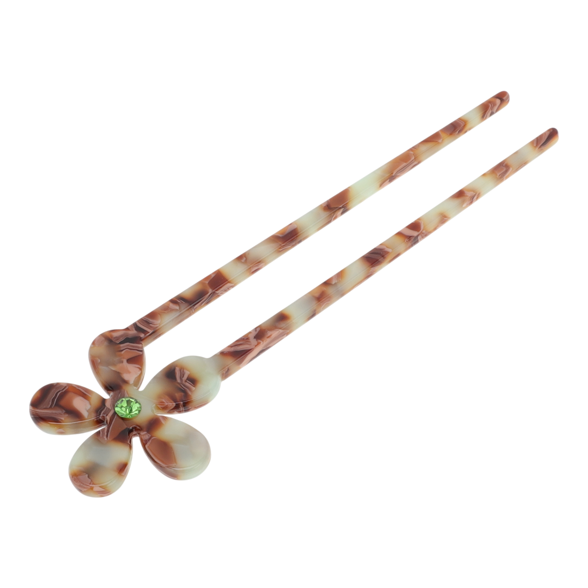 Unique Bargains Comfortable No Slip  Five-petal Flower Chignon Pin for Women 1 Pc Brown, Green