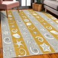 thumbnail image 3 of Nautical Decorative Rug, Marine Theme Sea Animals Fishes Shells on Striped Blue Background, Quality Carpet for Bedroom Dorm and Living Room, 6 Sizes, Blue Grey, by Ambesonne, 3 of 4