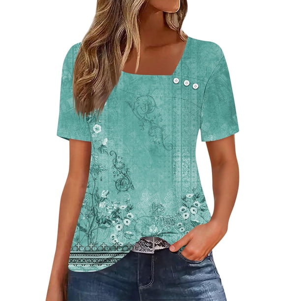 Usted Es Más Que una Camisa de Puntuación de Prueba, de Moda Casual Impreso Botón de Manga Corta Cuello en V para las Mujeres