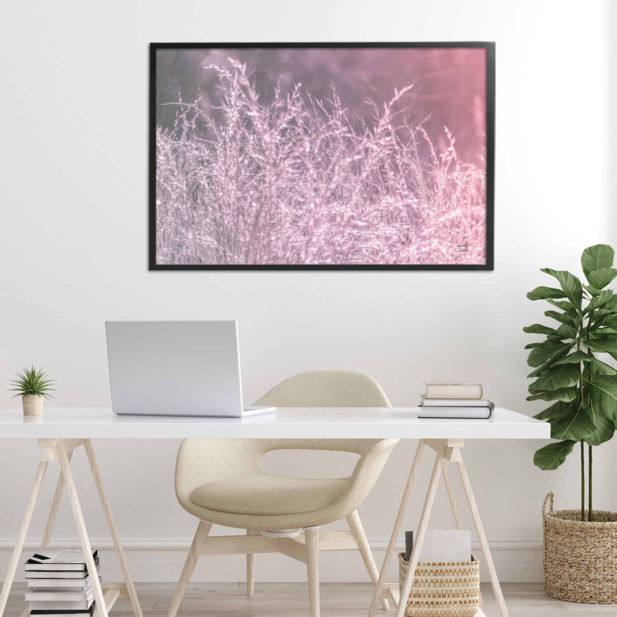 Stupell Industries Pink Morning Gentle Meadow Black Framed Giclee Art, design by Nathan Larson