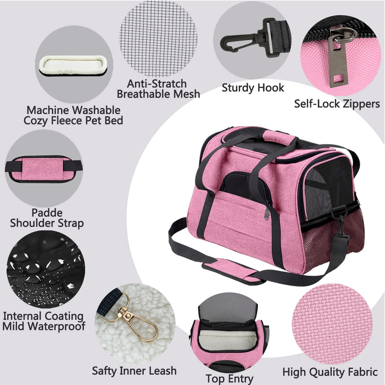 PETOTE Marlee 2 Bag Airline Approved Travel Dog Carrier — Pink