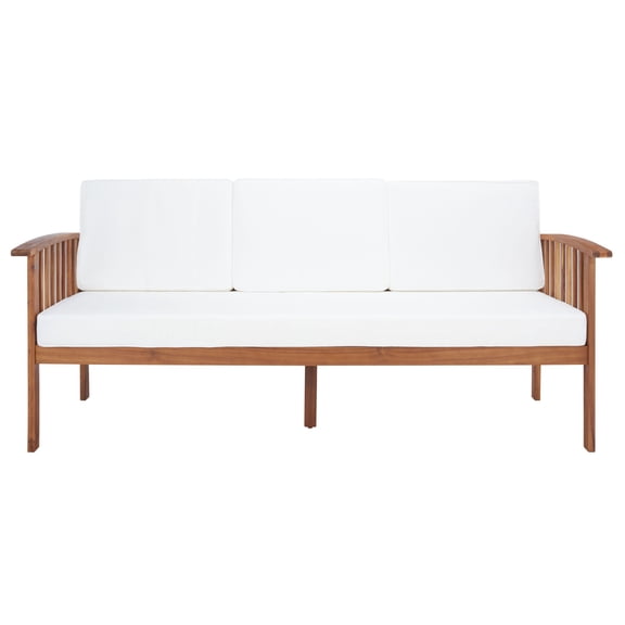 SAFAVIEH Finnick Outdoor Patio Sofa Bench, Natural/Beige